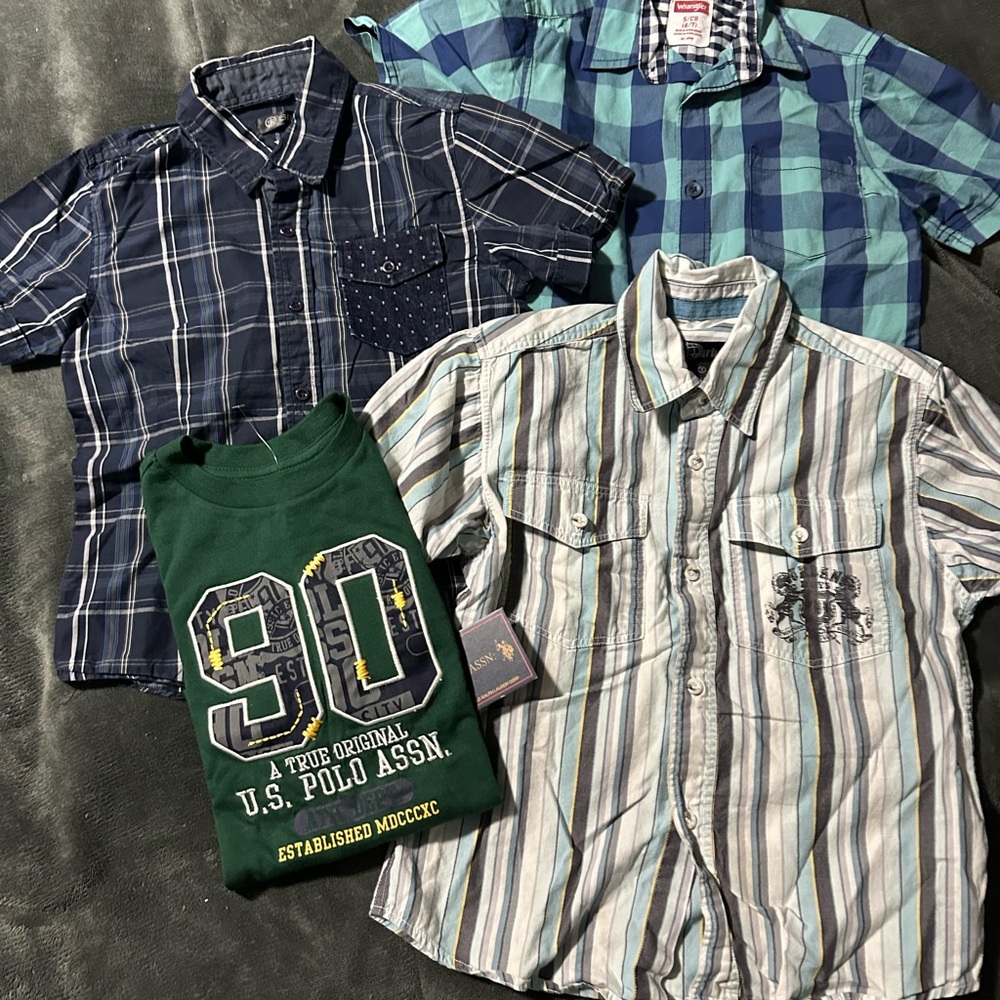 Plaid and Graphic Short Sleeve Shirts